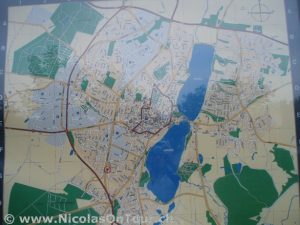 Stadtplan von Viborg, zur Orientierung mit der Digitalkamera fotografiert