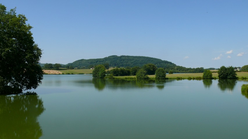Fahrt entlang eines kleinen Weihers