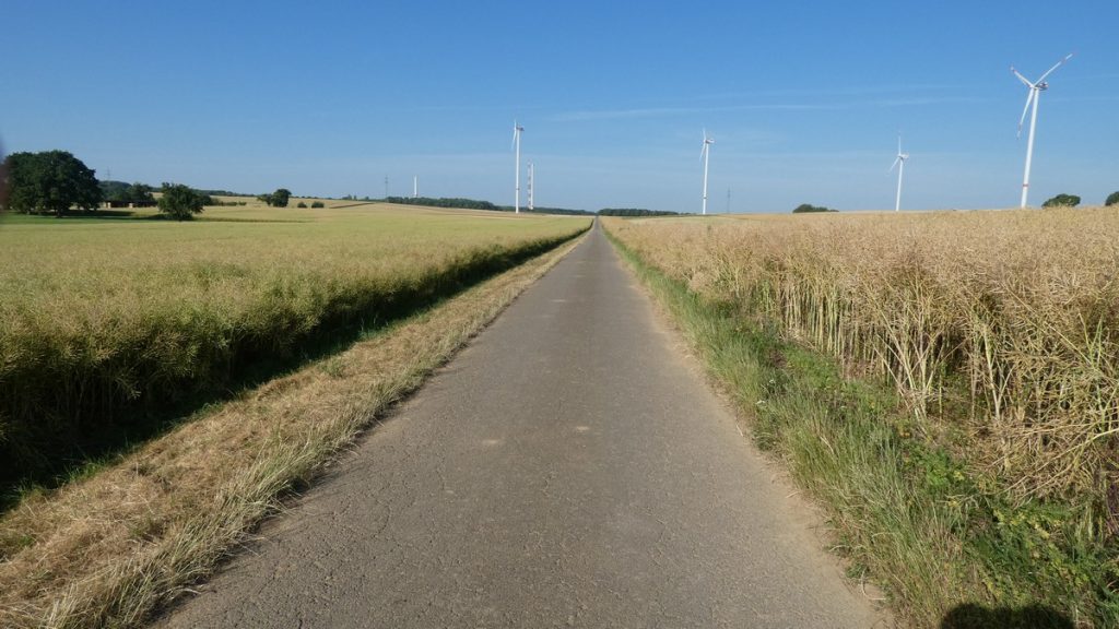 Hinter der ersten Hügelkette verstecken sich noch weitere Windräder