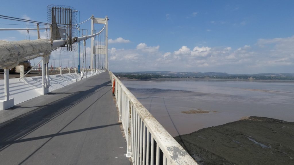 Blick zurück auf der Severn Bridge